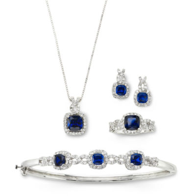 Lab-Created Blue Sapphire & Cubic Zirconia 4-pc. Set