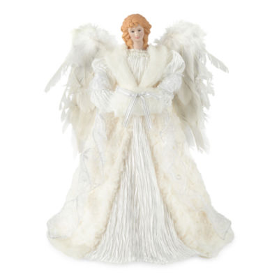 North Pole Trading Co. Fur Angel Christmas Tree Topper