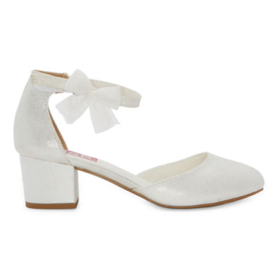 Pop Brighten Little & Big Kid Girls Round Closed Toe Block Heel Pumps