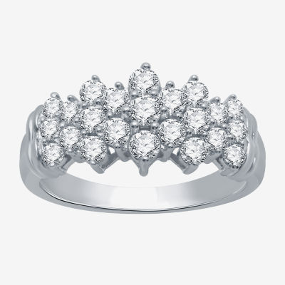 (G-H / SI2-I1) Womens 1 CT. T.W. Lab Grown White Diamond 10K White or Yellow Gold Cocktail Ring
