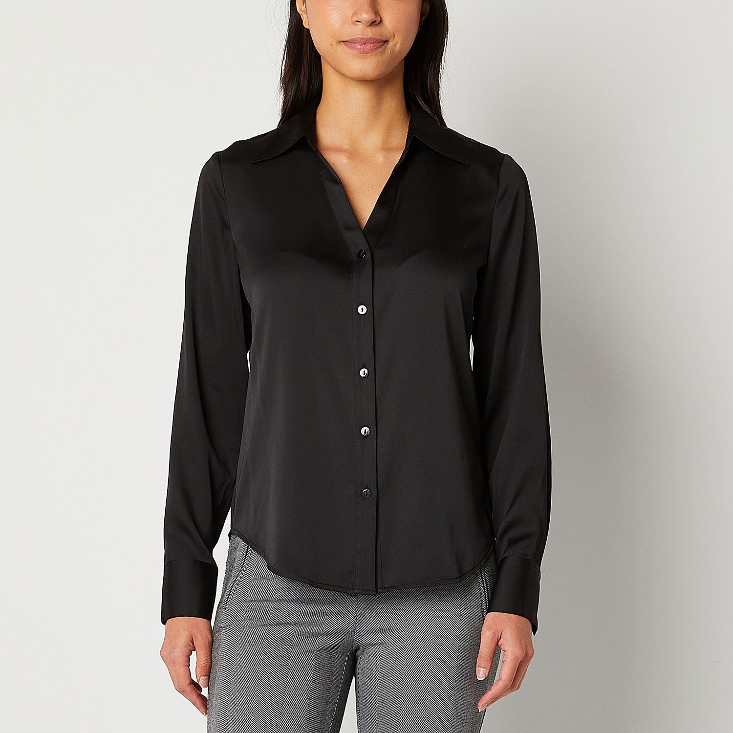 Worthington Womens Long Sleeve Regular Fit Button-Down Shirt - JCPenney