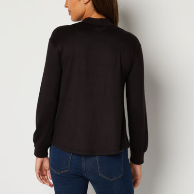 a.n.a Womens Mock Neck Long Sleeve Top