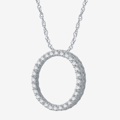 (H-I / I1) Womens 1/2 CT. T.W. Lab Grown White Diamond 10K White Gold Circle Pendant Necklace