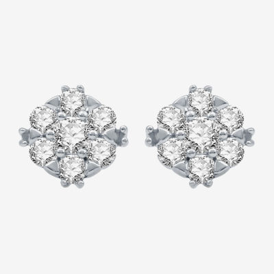 (H-I / I1) 1/2 CT. T.W. Lab Grown White Diamond 10K White Gold 8.2mm Stud Earrings