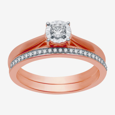 I Said Yes (H-I / I1) Womens 1/4 CT. T.W. Lab Grown White Diamond 14K Rose Gold Over Silver Sterling Round Bridal Set