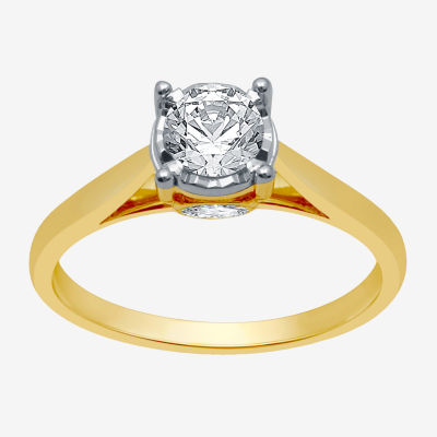 H-I / I1) Womens / CT. T.W. Lab Grown White Diamond 10K Gold Round Solitaire Engagement Ring