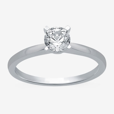 (H-I / I1) Womens 1/2 CT. T.W. Lab Grown White Diamond 10K Gold Round Solitaire Engagement Ring