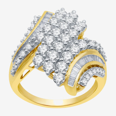 Womens CT. T.W. Mined White Diamond 10K Gold Cluster Cocktail Ring
