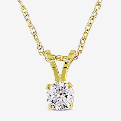 Womens 1/ CT. T.W. Natural White Diamond 14K Gold Pendant Necklace