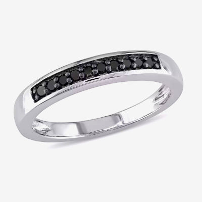 Midnight Black 2MM 1/10 CT. T.W. Natural Diamond Sterling Silver Wedding Band