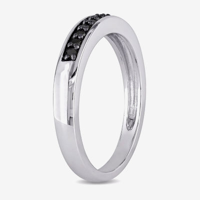 Midnight Black 2MM 1/10 CT. T.W. Natural Diamond Sterling Silver Wedding Band