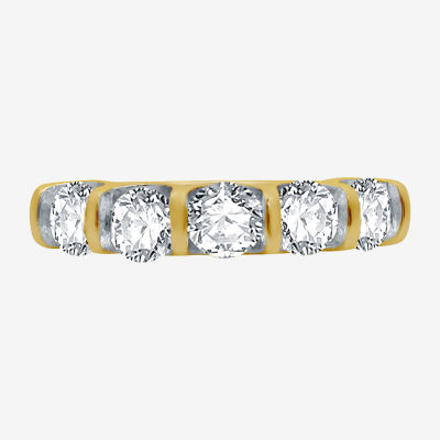 H-I / I1) 2MM /2 CT. T.W. Lab Grown White Diamond 10K Gold 5-Stone Anniversary Band