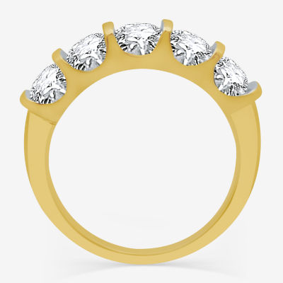 (H-I / I1) Womens 2MM 1 1/2 CT. T.W. Lab Grown White Diamond 10K Gold 5-Stone Anniversary Band