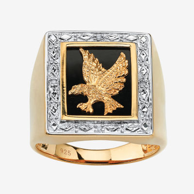 Eagle Mens Diamond Accent Natural White 14K Gold Over Silver Fashion Ring