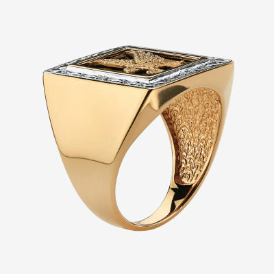 Eagle Mens Diamond Accent Natural White 14K Gold Over Silver Fashion Ring