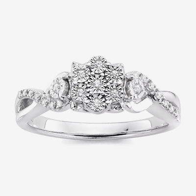 Diamond Blossom 1/10 CT.T.W. Natural Diamond Sterling SIlver Ring