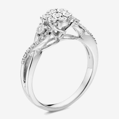 Diamond Blossom 1/10 CT.T.W. Natural Diamond Sterling SIlver Ring