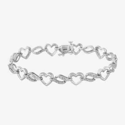 1/10 CT. TW. Diamond Sterling Silver Heart Tennis Bracelet
