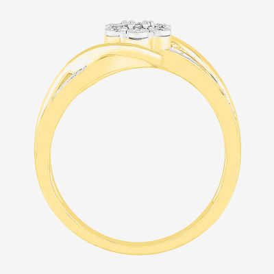 Diamond Blossom Womens 1/10 CT. T.W. Natural White 14K Gold Over Silver Cocktail Ring