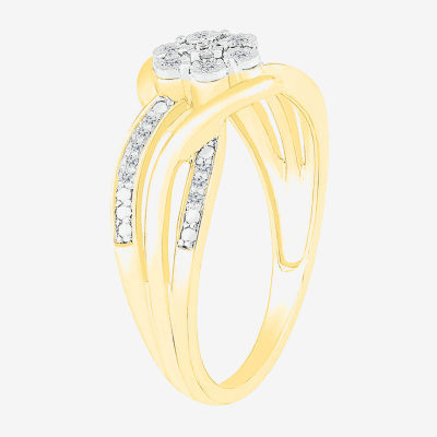 Diamond Blossom Womens 1/10 CT. T.W. Mined White 14K Gold Over Silver Cocktail Ring