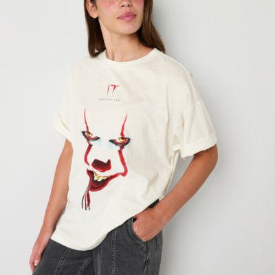 Juniors It The Clown Oversized Tee Womens Crew Neck Short Sleeve Graphic T-Shirt