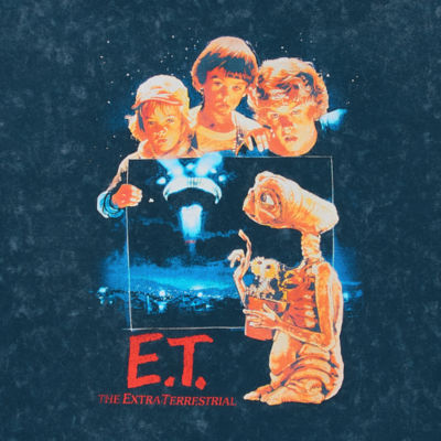 Juniors Womens Crew Neck Short Sleeve E.T. Graphic T-Shirt