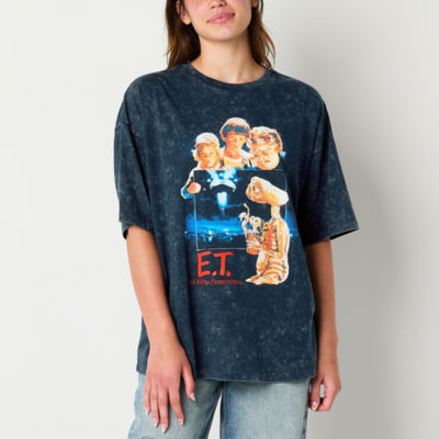 Juniors Womens Crew Neck Short Sleeve E.T. Graphic T-Shirt