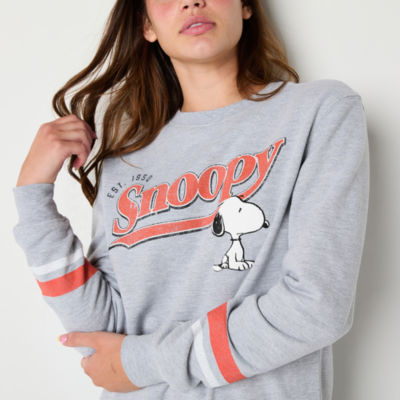 Juniors Snoopy Varsity Womens Crew Neck Long Sleeve Peanuts Sweatshirt