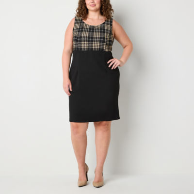 Danny & Nicole Womens Plaid Jacket Dress Plus