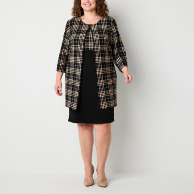 Danny & Nicole Plaid Womens Plus Jacket Dress