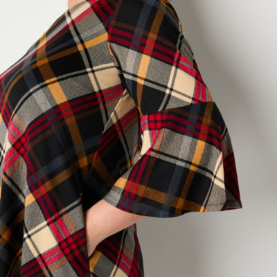 Jessica Howard Womens 3/4 Sleeve Plaid Shift Dress Plus
