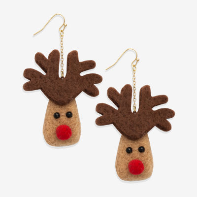 Bijoux Bar Holiday Reindeer Drop Earrings