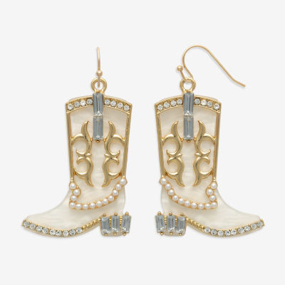 Bijoux Bar Gold Tone Boot Glass Drop Earrings