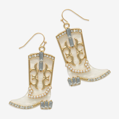 Bijoux Bar Gold Tone Boot Glass Drop Earrings