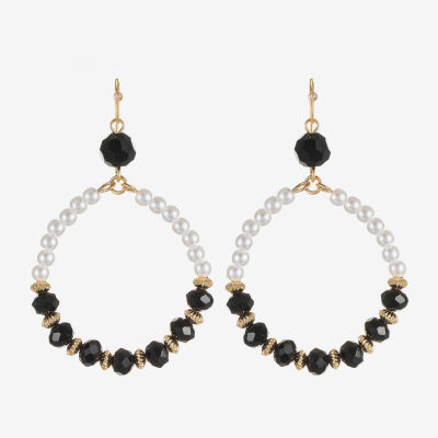 Mixit Beaded Black Glass Drop Earrings