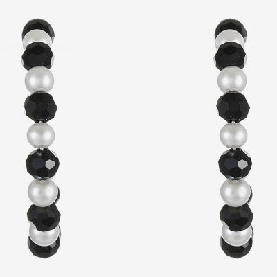 Mixit Beaded Open Glass Hoop Earrings