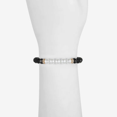 Mixit Beaded Womens Black Glass Stretch Bracelet