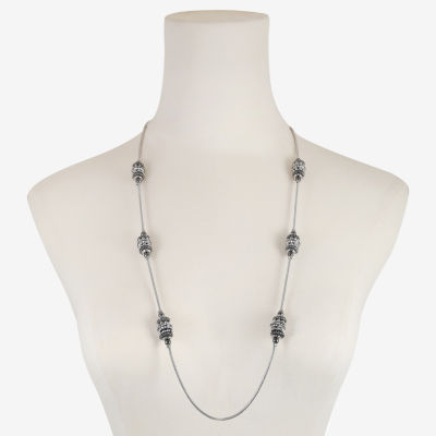 Liz Claiborne Long Womens Black Glass 32 Inch Strand Necklace
