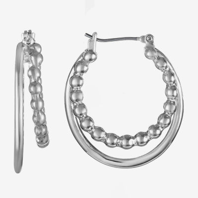 Liz Claiborne Double Womens 32mm Hypoallergenic Hoop Earrings