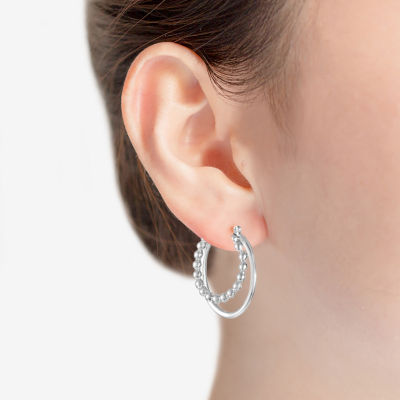 Liz Claiborne Double Womens 32mm Hypoallergenic Hoop Earrings