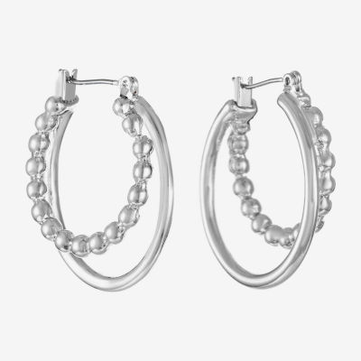 Liz Claiborne Double Womens 32mm Hypoallergenic Hoop Earrings