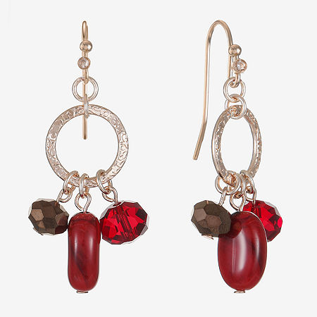 Liz Claiborne Beaded Drop Earrings, One Size, Red