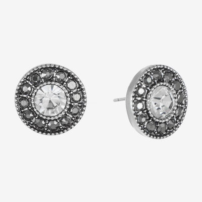 Liz Claiborne Silver Tone Glass 13mm Stud Earrings