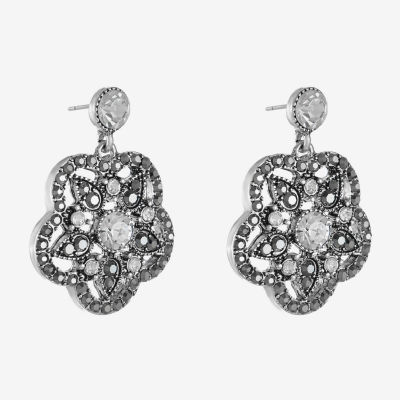 Liz Claiborne Silver Tone Glass Drop Earrings