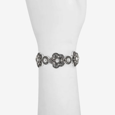 Liz Claiborne Silver Tone Glass Stretch Bracelet