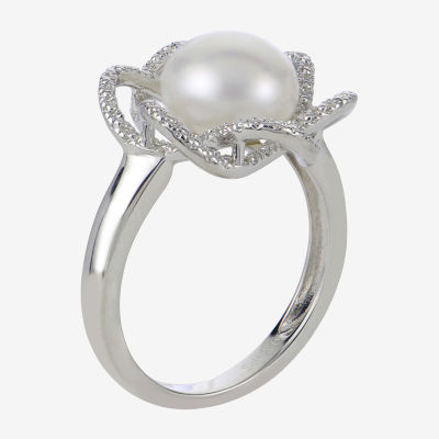 Cultured Freshwater Pearl & Diamond-Accent Ring