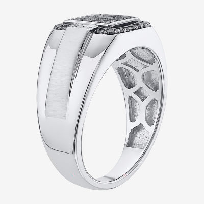 Mens 1 1/ CT. T.W. Natural Diamond Sterling Silver Fashion Ring