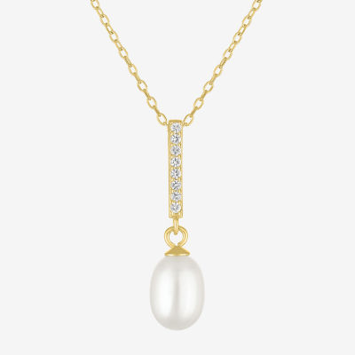 Yes, Please! Womens 2-pc. Cable White Cultured Freshwater Pearl 14K Gold Over Silver Pendant Necklace Set