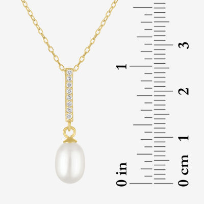 Yes, Please! Womens 2-pc. Cable White Cultured Freshwater Pearl 14K Gold Over Silver Pendant Necklace Set