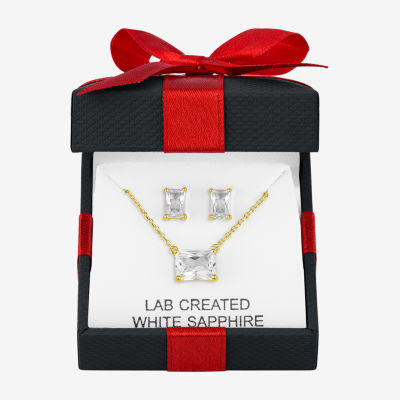 Yes, Please! Womens 2-pc. Lab Created White Sapphire 14K Gold Over Silver Necklace Set